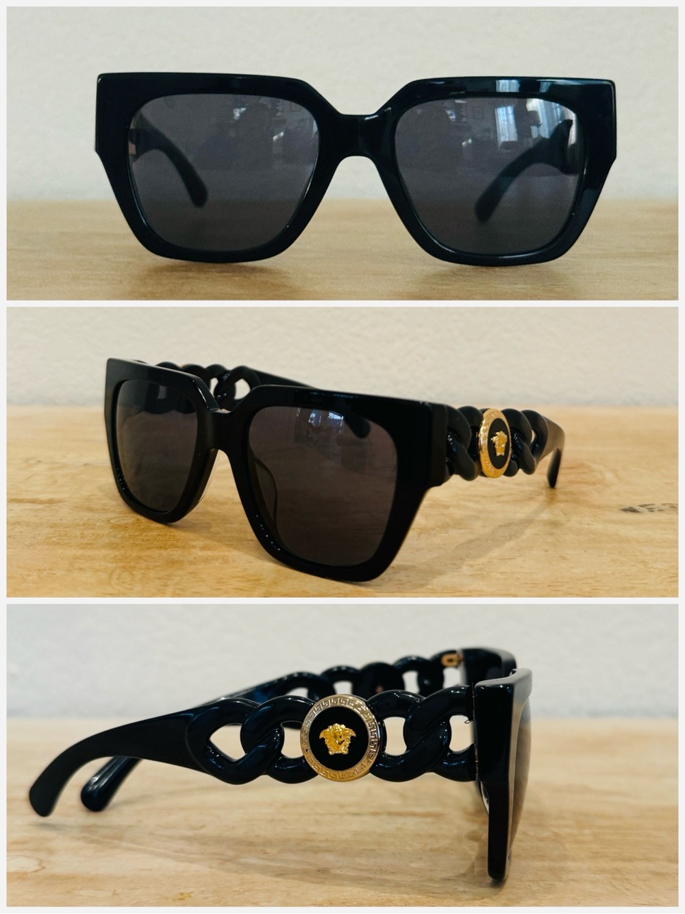 NWT Versace Black Square Frame Medusa Motif Sunglasses New in Box Authentic - Picture 10 of 15